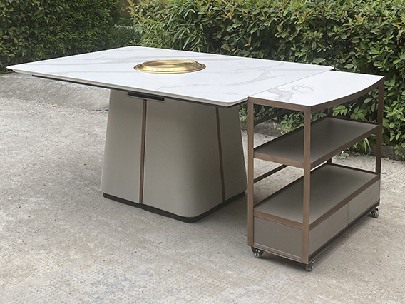 火鍋店輕奢時尚大理石電磁爐火鍋桌