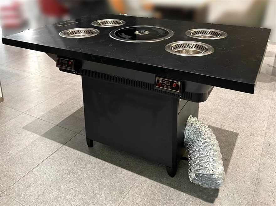 自助烤肉涮鍋一體桌_下排排煙火鍋燒烤一體桌