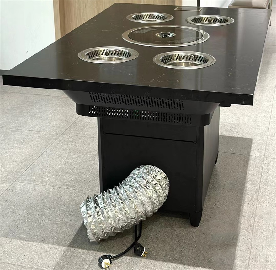 自助烤肉涮鍋一體桌_下排排煙火鍋燒烤一體桌