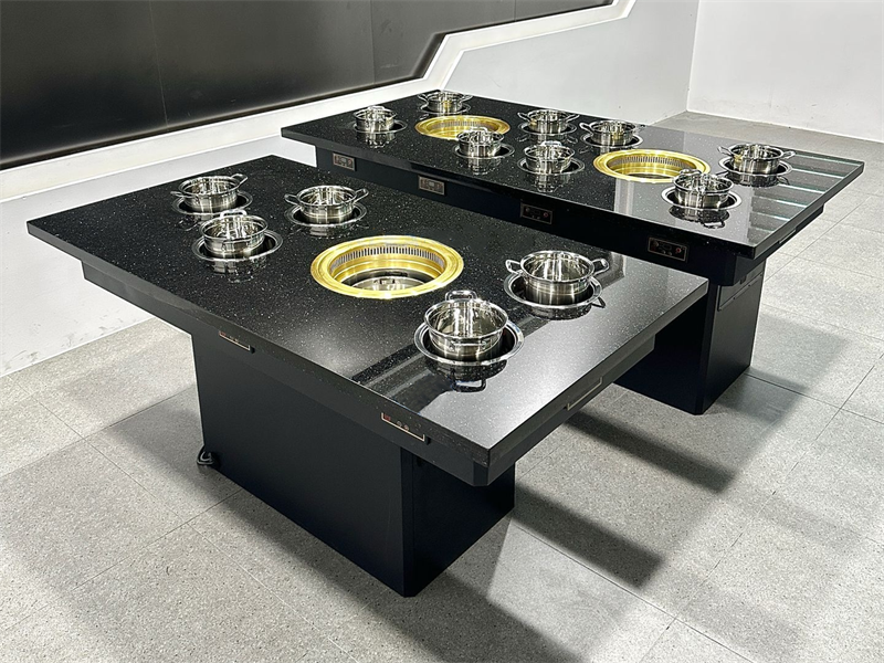 自助火鍋燒烤店大理石無煙烤涮一體桌