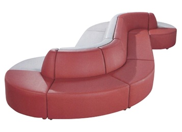 養(yǎng)生會所大廳s形皮革雙排卡座