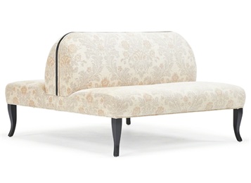 中式會所實木布藝軟包背靠背卡座沙發(fā)