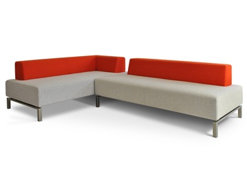 休閑會所簡約不銹鋼絨布轉(zhuǎn)角沙發(fā)