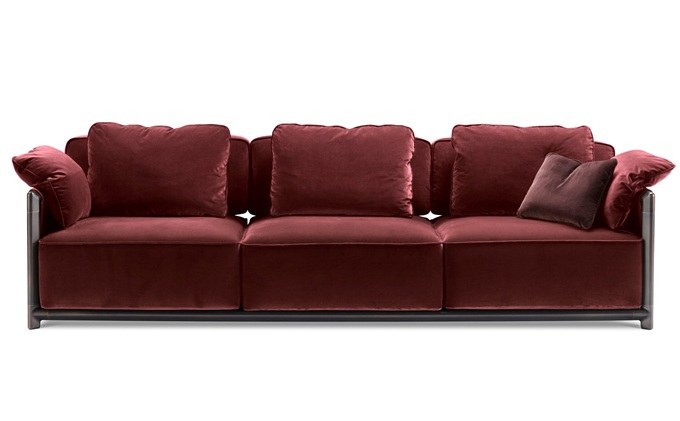 酒店會所簡約不銹鋼麻絨布藝軟包沙發(fā)