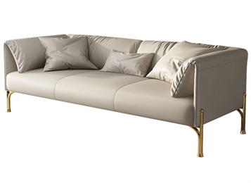 休閑會所意式極簡不銹鋼皮藝沙發