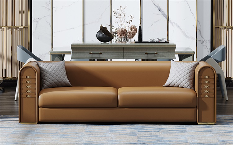 會所客廳意式輕奢皮革軟包商務(wù)沙發(fā)