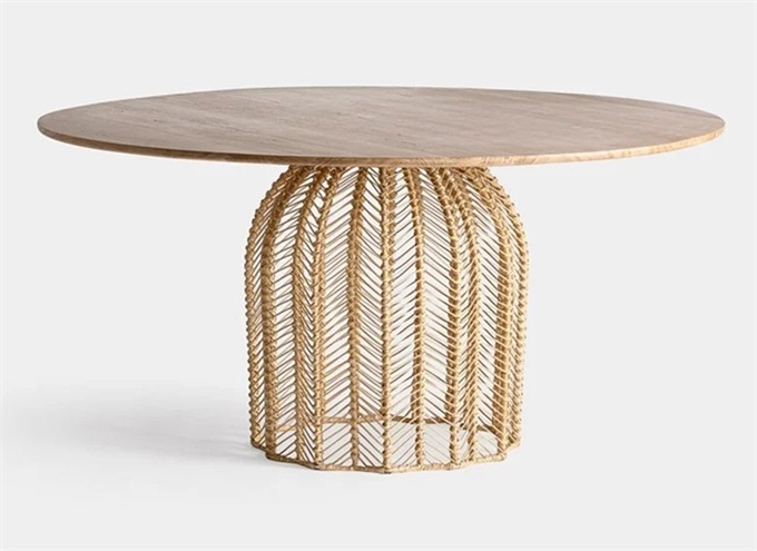 高級(jí)會(huì)所創(chuàng)意時(shí)尚藤編圓桌子