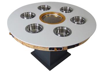 圓形6人位小火鍋桌_火鍋燒烤涮一體無煙大理石餐