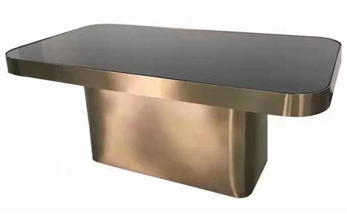 夜店酒吧包房發光玻璃香檳金不銹鋼茶幾