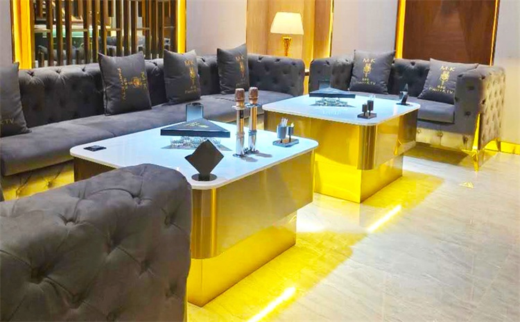 酒吧ktv包房時(shí)尚不銹鋼大理石茶幾