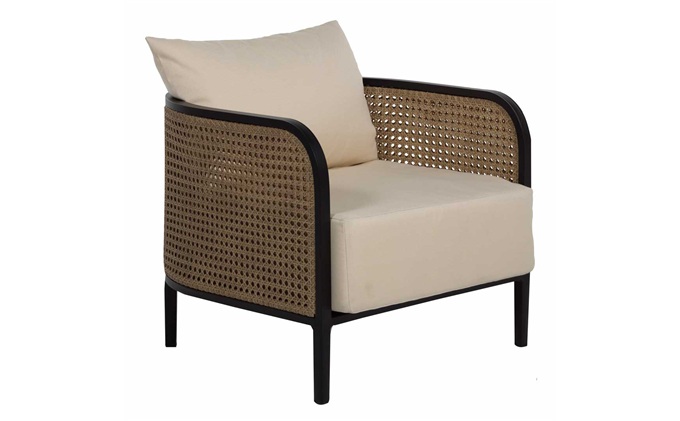 咖啡廳中式布藝軟包實(shí)木藤條咖啡椅