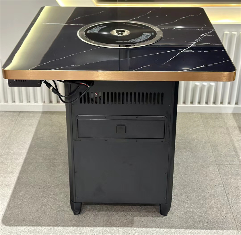 烤肉店時尚不銹鋼封邊大理石無煙烤肉桌