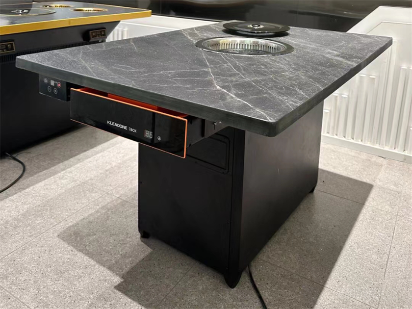 自助燒肉店火燒石臺面無煙電烤烤肉桌