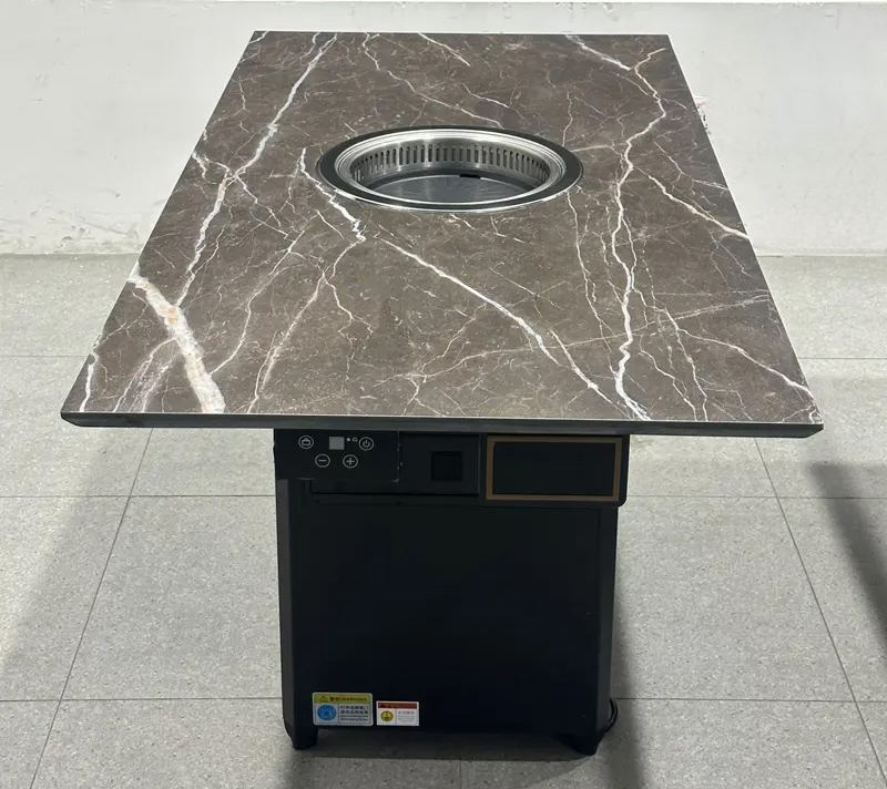 商用無煙電烤桌|巖板臺面配一體式排煙系統|烤肉餐廳專用桌