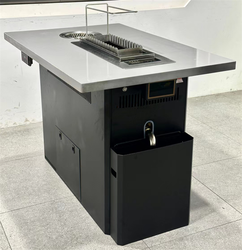 自助烤串店不銹鋼自動翻轉無煙火鍋烤串一體桌