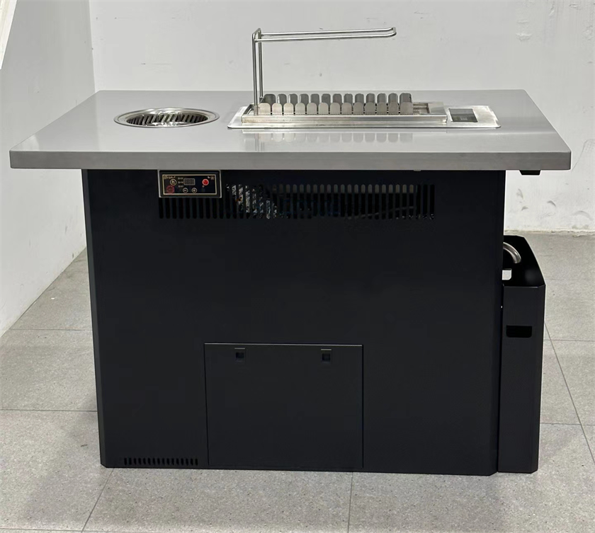 自助烤串店不銹鋼自動翻轉無煙火鍋烤串一體桌