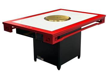 火鍋店中式復古實木封邊大理石無煙凈化火鍋桌