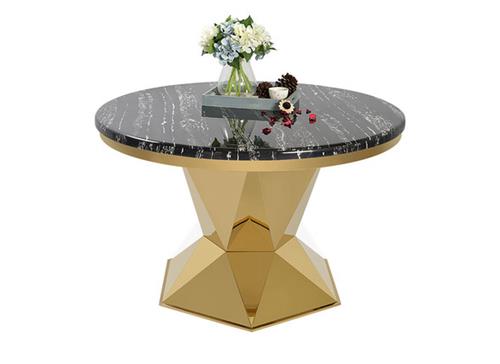 歐式簡(jiǎn)約現(xiàn)代圓形不銹鋼餐桌 大理石餐桌