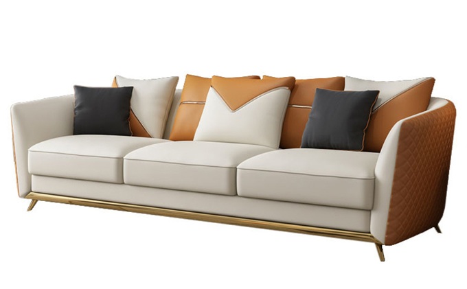 西餐廳美式簡約現代不銹鋼皮革沙發