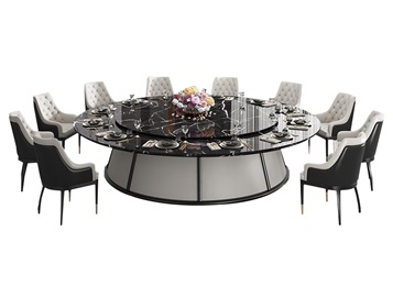高檔酒樓包房自動旋轉大理石20人臺電動大圓桌