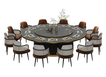 酒樓包間時尚大理石豪華電動餐桌大圓桌