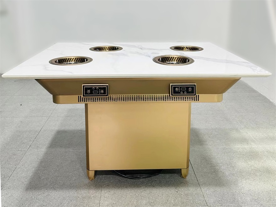 4人位大理石一人一個小火鍋無煙凈化火鍋桌