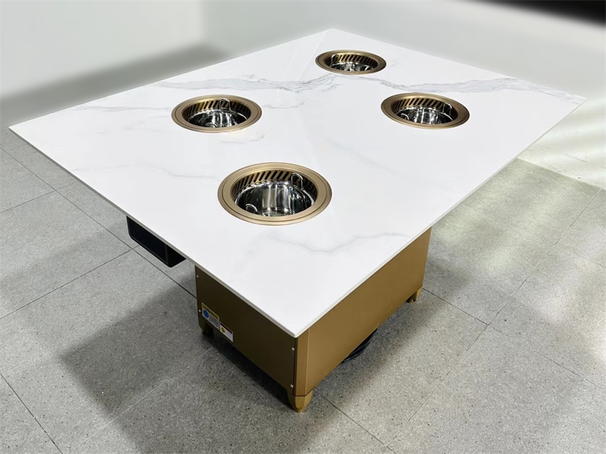 4人位大理石一人一個小火鍋無煙凈化火鍋桌