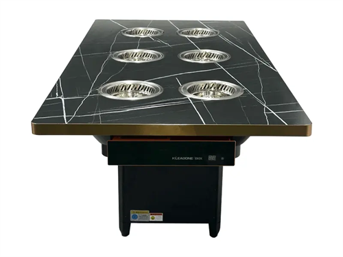 時尚黑金巖板無煙火鍋桌｜一人一鍋無油煙設計