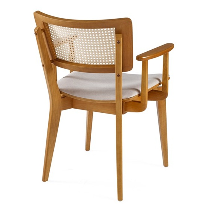 中餐廳田園風(fēng)藤編實(shí)木扶手餐椅