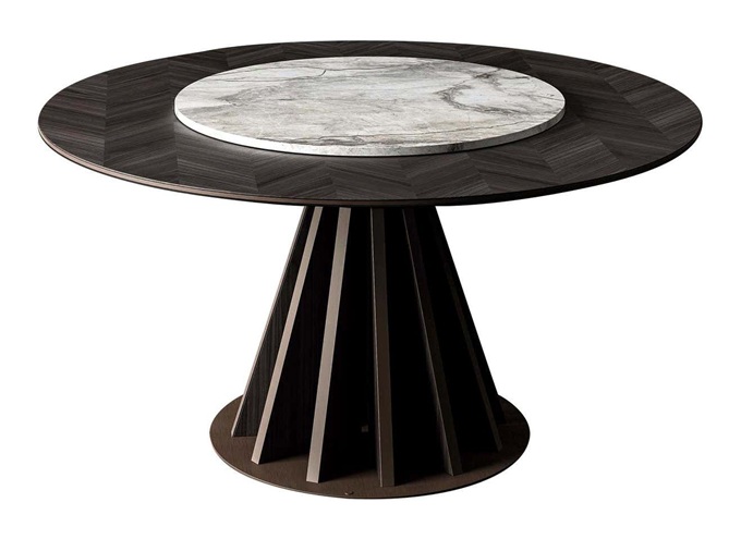 主題餐廳高檔懷舊實(shí)木轉(zhuǎn)盤圓形餐桌